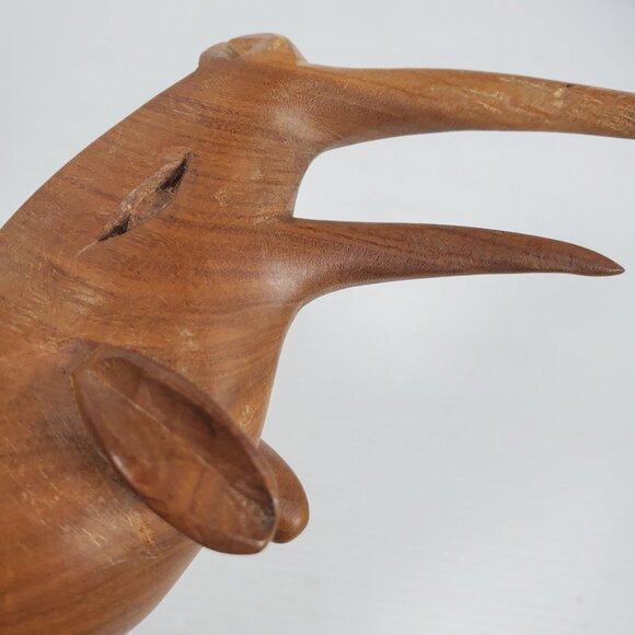 Vintage Hand-Carved Teak Rhino Figurine – Mid-Century Safari Animal Sculpture - Picture 11 of 13